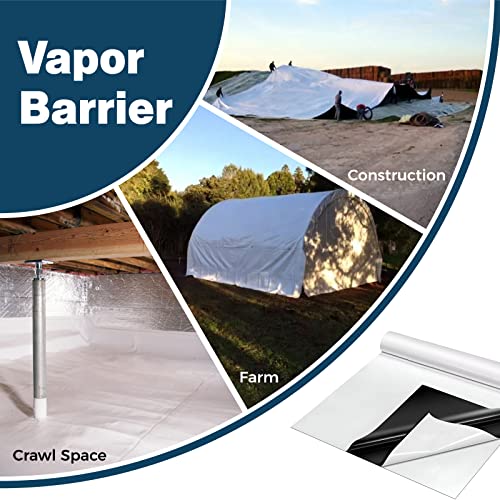 Crawl Space Vapor Barrier, 12 Mil 10x100' Black/White Panda Film | Thick Plastic Sheeting, Plastic Drop Cloth Covering for Crawlspace Encapsulation, Suitable for Commercial and Residential Use - size: 12mil 10'x100'