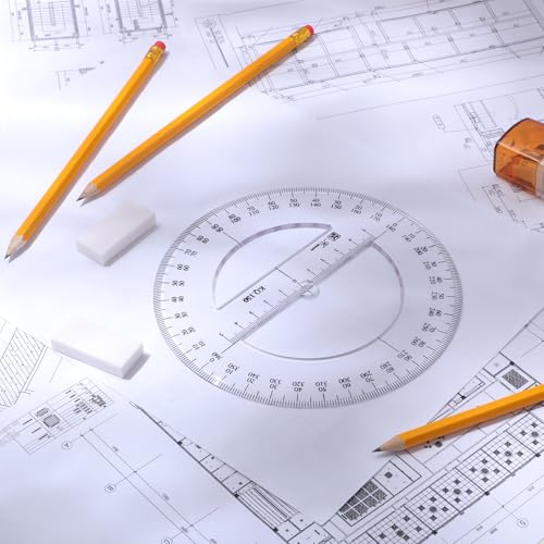 Zonon 2 Pack 360 Degree Protractor, 6 Inch Multifunctional Drawing Ruler Rotatable Mathematical Function Math Geometry Ruler Set, Large Clear Circle Protractor Drafting Tools for Engineering(Classic) - style: Classic
