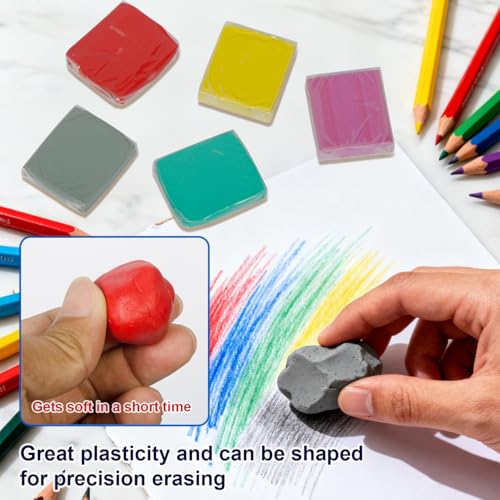 Kneaded Eraser, Kneaded Erasers for Artists,Art Eraser,for Sketching, Painting, Sketches, and Drawings, Brighten (Red, 1.44 x 1.36 x 0.31 inch)
