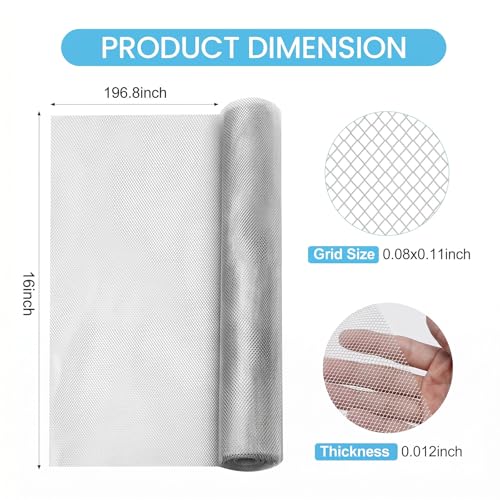 Sculpting Wire Mesh Roll 16" x 196.8" (0.08" x 0.11" Dense Grid), Aluminum Mesh Armature Mesh, Flexible Metal Mesh for Clay Support, Modeling, DIY Art & Craft Projects, Rustproof