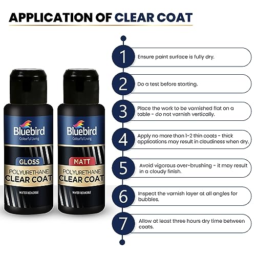 Bluebird Polyurethane Clear Coat for Furniture, Paintings, Water-Based Professional Varnish (Gloss, 3.4 Fl Oz) - color: Gloss, size: 3.4 Fl Oz