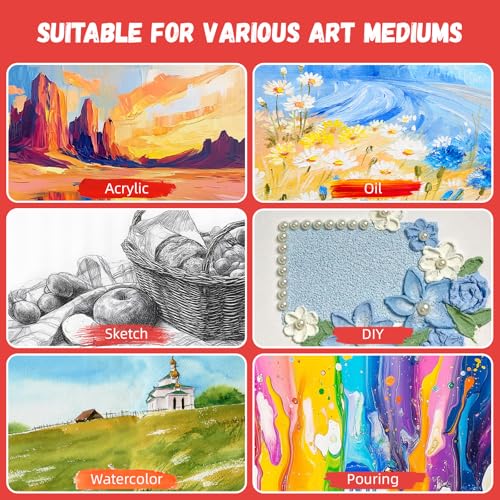 4 x 6 inch 12 Pack Small Painting Canvas Boards- Gesso Primed | Acid-Free 100% Cotton Mini Canvas Panels for Acrylics Oil Watercolor Tempera Paints - size: 4"x6"