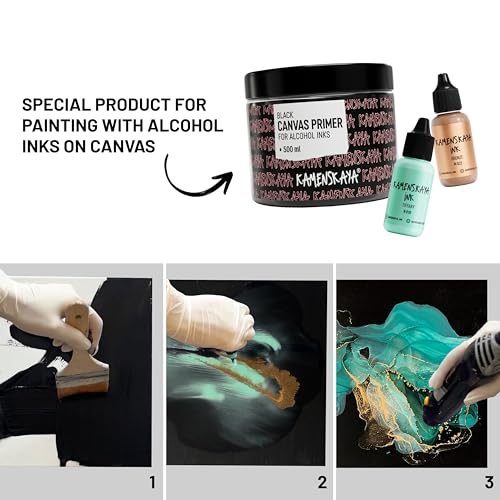KAMENSKAYA Black Acrylic Gesso Primer for Alcohol Ink Painting on Canvases,16.9 fl oz (500 ml) - color: Black, size: 16.9 Fl Oz (Pack of 1)