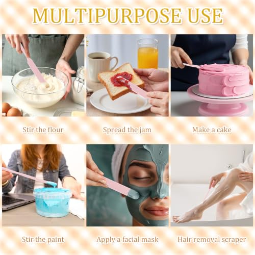 9 Pcs Silicone Jar Spatulas, Narrow Heat-Resistant Reusable Scraper, Pink | Long Handle Kitchen Spatulas, Cake Cream Spatulas Set, Non-Stick Heat Resistant for Jam, Paint, Sourdough, Waxing, Resin - color: Pink
