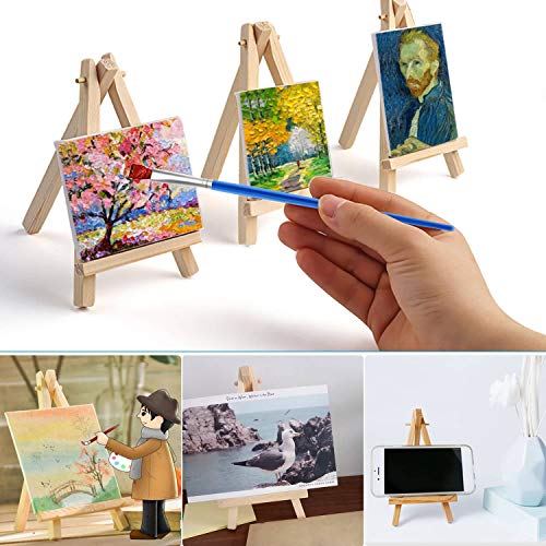 Mini Canvas and Easel, Cridoz 47 Pieces Small Canvas Painting Set Includes Mini Easel, Acrylic Paint, Paintbrushes and Palette for Artists Art Party Sip and Paint Night - style: 4x4 inch