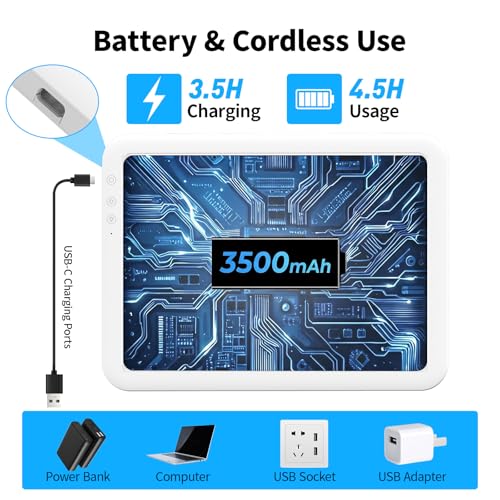 TOHETO A3 Rechargeable Led Super Bright Light Pad Powered by 3500mAh Lithium Battery fo Weeding Vinyl, Portable Wireless Light Board/Box for Tracing, Diamond Painting, Sketching & Drawing (White) - color: White, size: A3 without Bag