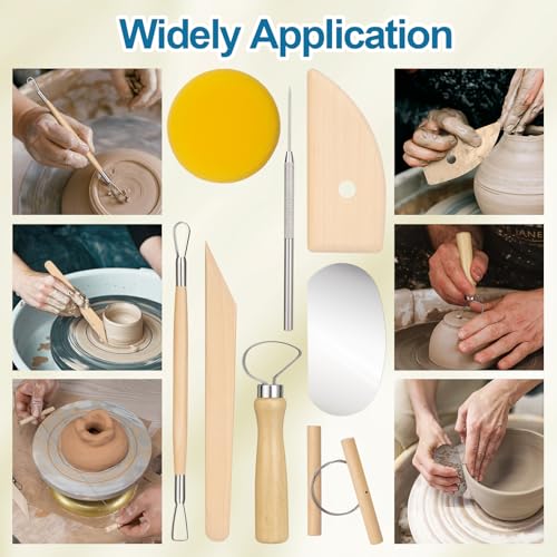 Amrules 8 Pcs Polymer Clay Sculpting Tools Kit for Adults, Light Yellow | Smooth Comfortable Handles, Sturdy Wood & Stainless Steel, Perfect for Beginners, Pottery Lovers & Diy Craft - color: Lightyellow-8Pcs