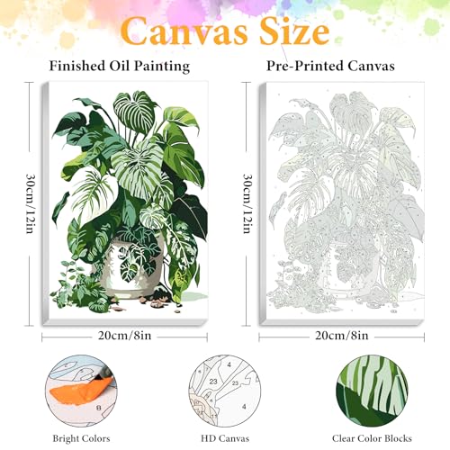 Framed Paint by Numbers Kit for Adults, Tropical Plant Decor 8x12 Inch | Paint by Number with Frame, DIY Acrylic Painting Kit for Relaxation, Easy for Beginners, Wall Decor Gift for Plant Lovers - color: OPFUS2508-03