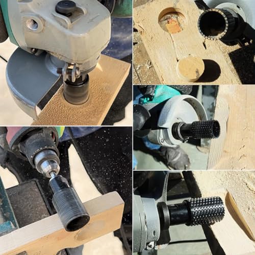 4PCS Rotary Burrs Set for 4-1/2", 5" & 6" Angle Grinders, 5/8"-11 Thread Grinder Attachments Wood Carving Drill Bits, Carbide Steel Power Carving Tools for Drilling, Hollowing, Slotting, Polishing