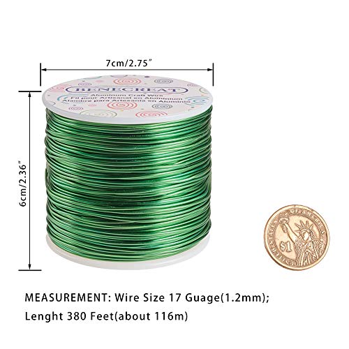 BENECREAT 12 17 18 Gauge Aluminum Wire (17 Gauge,380FT) Anodized Jewelry Craft Making Beading Floral Colored Aluminum Craft Wire - Green - color: Green, size: 17 Gauge