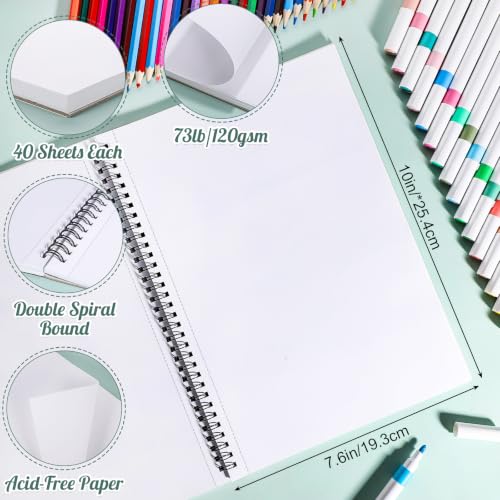 2 Pack 80 Sheets Marker Paper Pad, 7.6x10 Inch Bleedproof Art Sketch Pad, 73lb/120gsm Drawing Paper Spiral Sketch Book, Painting Coloring Alcohol Marker Paper for Beginners Artists Gift - size: 7.6x10 Inch