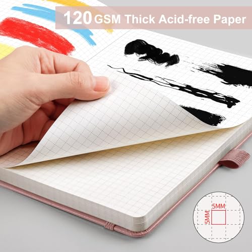 AHGXG Graph Paper Notebook, 120 GSM Paper, 160 Pages, A5 (5.7'' X 8.3'') - color: Rose Gold, style: A5-Grid-120G