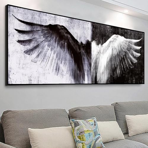 COHAYISY Large Angel Wings Diamond Painting Kit, 5D Feather Wing Diamond Art Kits for Adults DIY Handcrafted Art Room Home Decor Gift 11.81x35.43 Inch - color: 26-84 Angel Wings