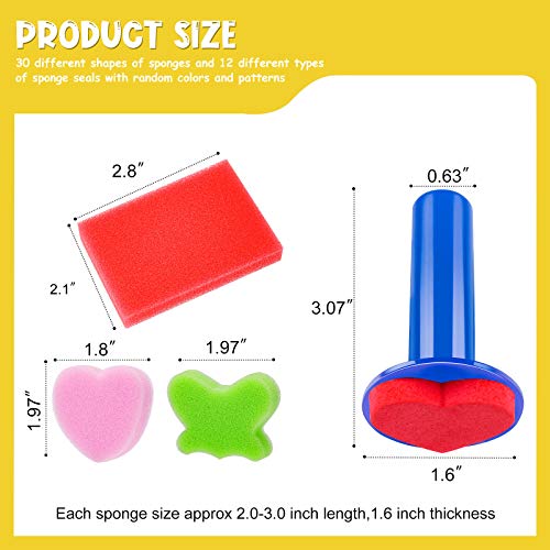 42Pcs Paint Sponges for Kids, Sponge Paint Stamps