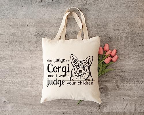 Pet Studio Art Don't Judge My Dog Tote Bag - color: Corgi