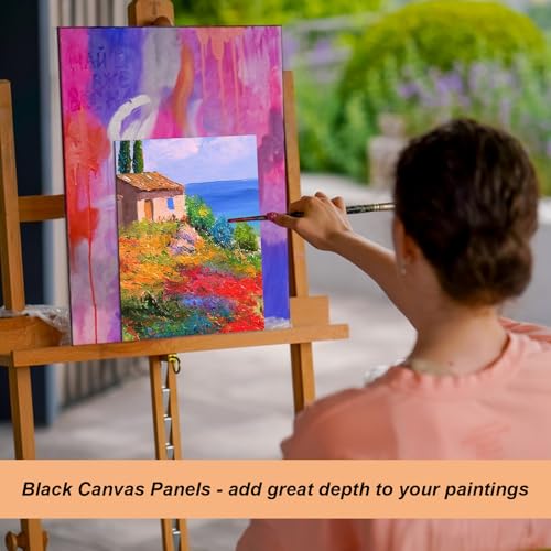 24 Pack Black Canvas for Painting, 8x10 Inch Canvas Panels Painting Canvases for Oil, Acrylic, Watercolor Paint