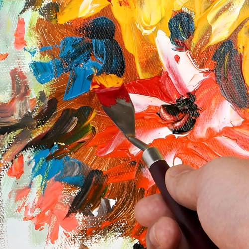 Palette Knife Set, 3Pcs Stainless Steel Painting Knife with Wood Handle, Metal Artist Knife for Oil, Canvas, Acrylic Painting, Spatula Pallet Knife for Color Mixing,Spreading - color: 3pcs Palette Knife