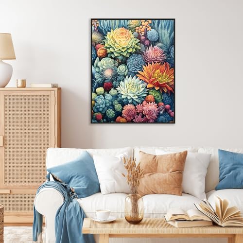 Paint by Numbers Kit for Adults, Succulent Number Painting Canvas Kit - color: Succulent-1