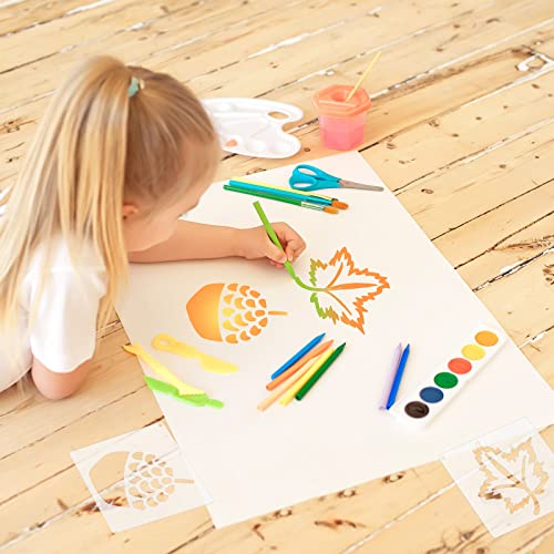 20 Pieces Autumn Leaf Stencils Fall Pumpkin Templates Reusable Craft Stencils Plastic Painting Harvest Stencil for Craft DIY Fabric Canvas Wall Maple Leaf Pumpkin Painting Home Decorations(Leaves) - style: Leaves