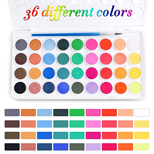 AROIC Watercolor Paint Set, 36-Color Watercolor Paint with 10 Brushes - color: 36 watercolor+10 brush