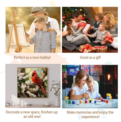 Artunion Framed Paint by Numbers Kit for Adults Beginners & Kids Ages 8-12,Northern Cardinal Paint by Number with Frame,Bird Paint by Numbers Kit on Canvas 10 * 10 Inch Without Easel - color: ZXT-399-F