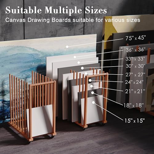 Art Storage Rack, Art Canvas Storage, Canvas Boards Rack Art Storage with Handle & Caster Wheels for Drawing Board, Panel, Paper Pad for Art Studios, Artworks, Gallery - size: 16"D x 29.5"W x 30"H