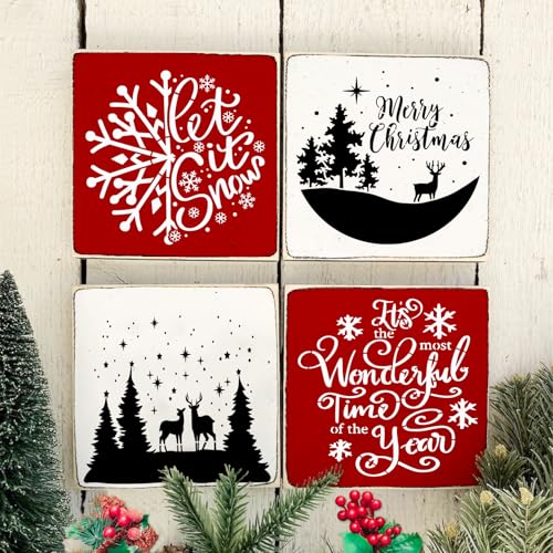 16 Pcs Christmas Stencils Reusable Winter Holiday Template Christmas Stencil for Painting on Wood DIY Crafts Canvas Window Fabric Doormat (16 Christmas 6in) - style: 16 Christmas
