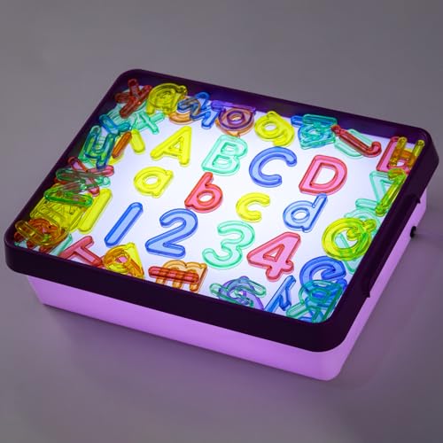 Light Box with Numbers & Cards Set (Purple) | Educational Toys for Tracing, Sensory Play & Early Learning, Light Table for Kids - style: Purple