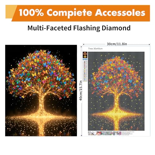 Yeadiffy Diamond Art Painting Kits for Adults Diamond Art Kits for Adults Beginners,5D Translucent Gems Diamond Painting,DIY Full Drill Diamond Gem Art and Crafts 12x16inch (Tree) - color: Tree