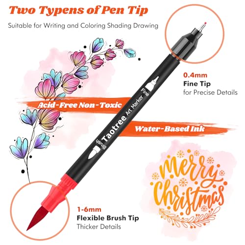 Taotree 36 Colors Dual Tip Art Markers Pens Set for Adult Coloring Books - color: 36 Colors
