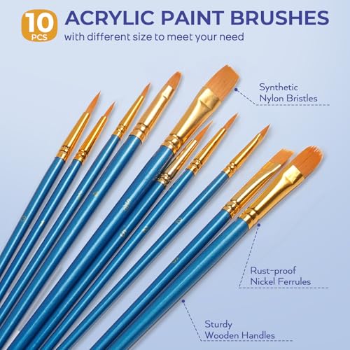 Nicpro 72PCS Kids Painting Set with Pattern Canvas for Beginner Students | 24 Acrylic Paints, 10 Brushes, 8 Canvas Panels, Table Easel, Paper Pad, Color Wheel, Palette, Art Painting Supplies Kit - color: 24 Colors