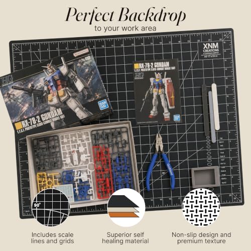 XNM Premium Self Healing Cutting Mat - 18 Inches by 24 inches - A2, 3 Layer Quality PVC Construction - Dual Sided, Imperial and Metric Grid Lines - Perfect for Cutting, Sewing, and Crafts - size: 24.4"L x 18.5"W