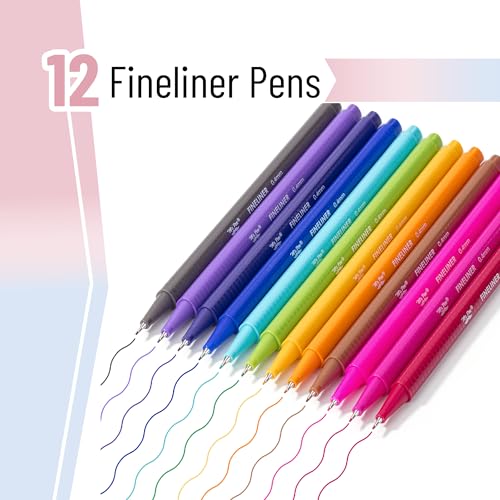 Mr. Pen- Colored Fineliner Pens, 12 Pack, 0.4mm
