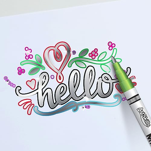 ArtSkills Metallic Markers with Color Outline, Permanent Metallic Outline Shimmer Markers, 6 pc