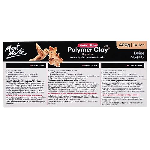Mont Marte Make n Bake Polymer Clay 400gm Block - Beige - color: Beige, size: 14.1oz