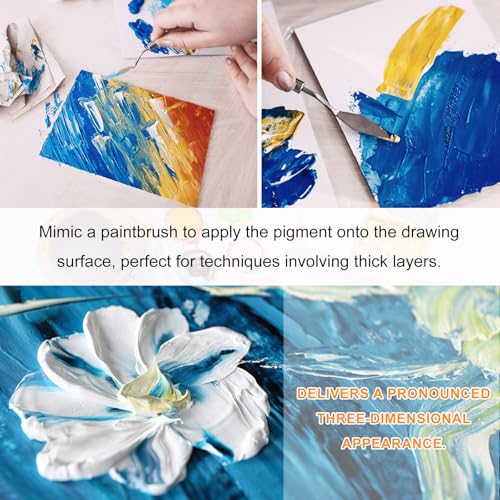 HARFINGTON 5pcs Palette Knife Painting Tool 2.72" x 0.51" Stainless Steel Art Spatula Pallet Knives Scrapers Tools with Plastic Handle for Acrylic Oil Canvas Mixing Spreading, Red/Silver - size: 2.72" x 0.51"