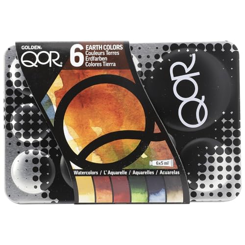 QoR Earth Colors 6 Set by GOLDEN, 6 x 5 ml tubes, Professional Watercolor Paint Set