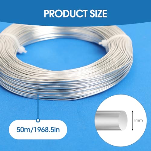 18 Gauge Aluminum Craft Wire, 164FT 1mm Bendable Metal Wire for Jewelry Making, Wreath Making, Beading (Silver) - color: Silver