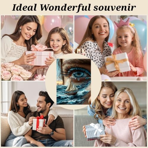 Diamond Painting Kits for Adults, Ocean Eye Diamond Art Kit 12x16In | 5D Full Round Drill Diamond Dots Kits Gem Arts DIY Crafts for Home Wall Deco Present - color: KM1145-1