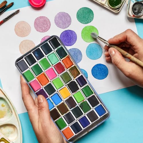 40 Empty Half Pans Watercolor Palette Tins Box with Magnetic Squares - color: Lighthouse, size: 40 Half Pans