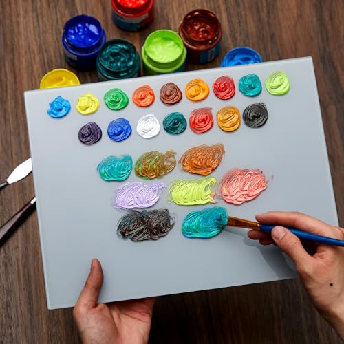 Nuanchu 1 Pcs Tempered Glass Palette for Oil Painting, 9 X 12 Inches Grey | Keeps Wet Paint Fresh, Scratch Resistant, Easy Clean, Neutral Backdrop for DIY Color Mixing, Artist Supplies - color: Grey Color, size: 9 x 12 Inches