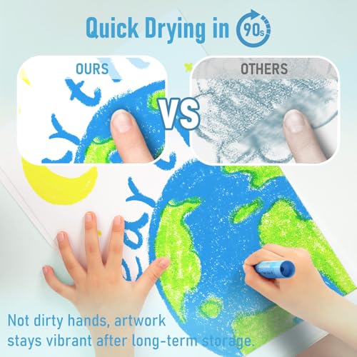 JUPITEARTH Tempera Paint Sticks for Kids, Quick Drying, 12 Colors - color: 12 Classic Colors