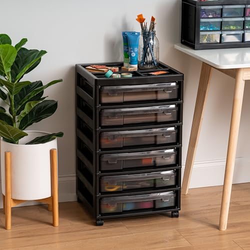 IRIS USA Rolling Cart with Drawers |Made in USA| 6-Tier Cases - Black/Gray | Fits 12"x12" Paper, Built-In Handles, Storage Unit with Supply Top for Craft, Art, Office Supplies, Pens & Pencils - color: Grey, size: 6 Cases (12"x12")