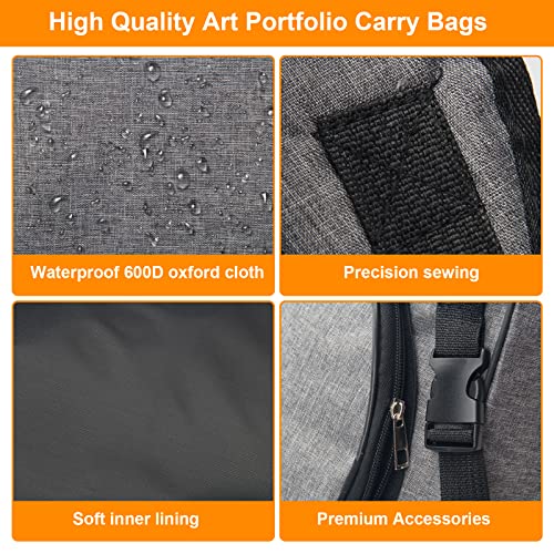 Boyistar Art Portfolio Carry Bag 20" x 26", Canvas Art Portfolio Backpack Traveling Outdoor Drawing Portfolio Case Large Capacity Artist Carrying Bag/Tote Bag for Drawing Board, Screen, Accessories - color: Black