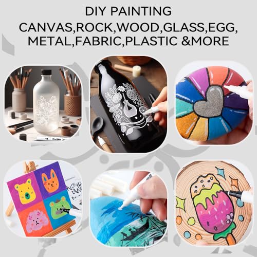 TRANSON 8 Pack Black Brush and Fine Dual-tip Acrylic Paint Marker for DIY Glass Canvas Wood Leather Ceramic Rock Painting - color: 8 Black