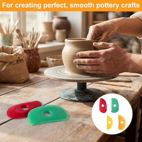 4 Pcs Soft Rubber Rib Clay Sculpting Tool for Pottery Clay Silicone Ceramics Tools Multi Styles Pottery for DIY Smooths Shapes Sculpting Ceramics Tool Sculpting, Mud, Trimming, Throwing