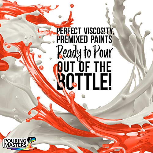 Pouring Masters Neon Bikini Orange Ready to Pour Acrylic Pouring Paint - Premium 8-Ounce Pre-Mixed Fluid Acrylic Paint - Fluid Art Supplies for Canvas, Wood, Paper, Tile & Rocks | Premium, Pre-Mixed Fluid Acrylic Paint - Fluid Art Supplies for Canvas, Woo
