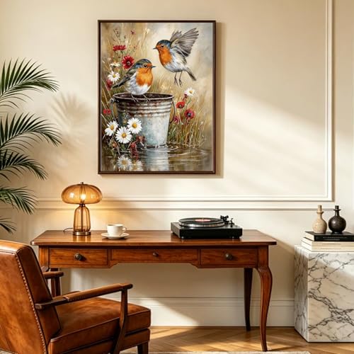 Cute Birds Paint by Number Adult, DIY Acrylic Painting Kits 16x20inch | Birds Canvas Paint by Numbers for Adults, Robin Painting by Numbers for Adults Perfect for Gifts and Home Decor - color: Robin Birds, size: 16x20inch