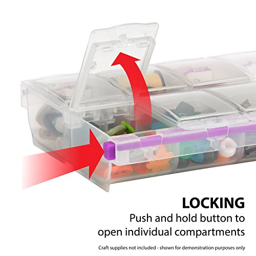 Craft Mates Bead Organizer and Plastic Storage Containers for Crafts, Buttons, Pins and More, 14 Locking Compartments, 2XL, Clear Lids | Clear Plastic Storage for Buttons, Pins, Jewelry, Diamond Art & Craft Supplies, Large Portable Organizer for Crafters