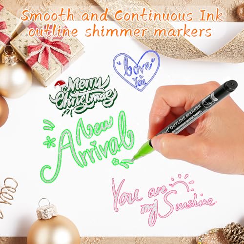Caliart 24 Colors Outline Markers Shimmer Glitter Pens - color: 24 Colors